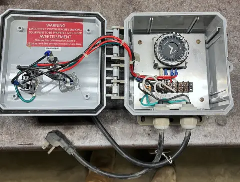 open view of control panel