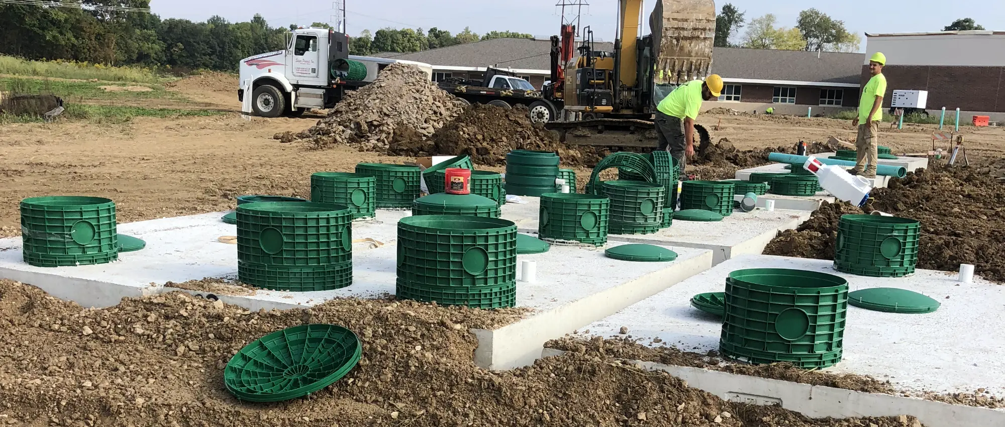 commercial septic system being installed